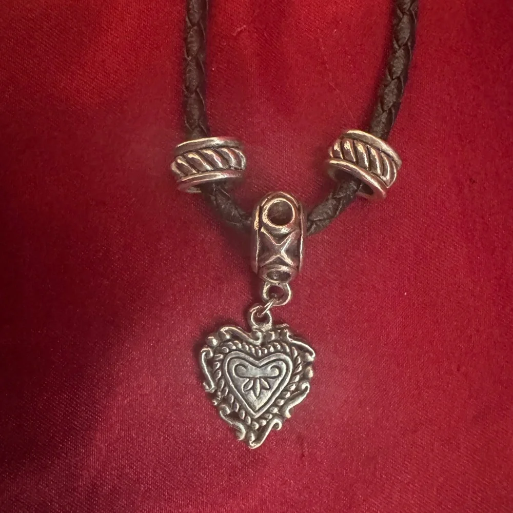 Silver Pendant on Black Cord Necklace - Picture 2 of 6